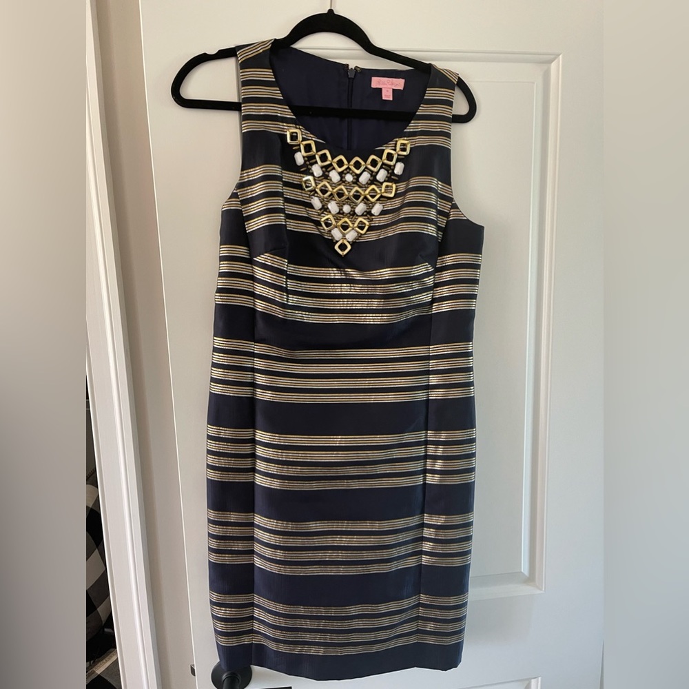 Lilly Pulitzer Navy Gold Dress